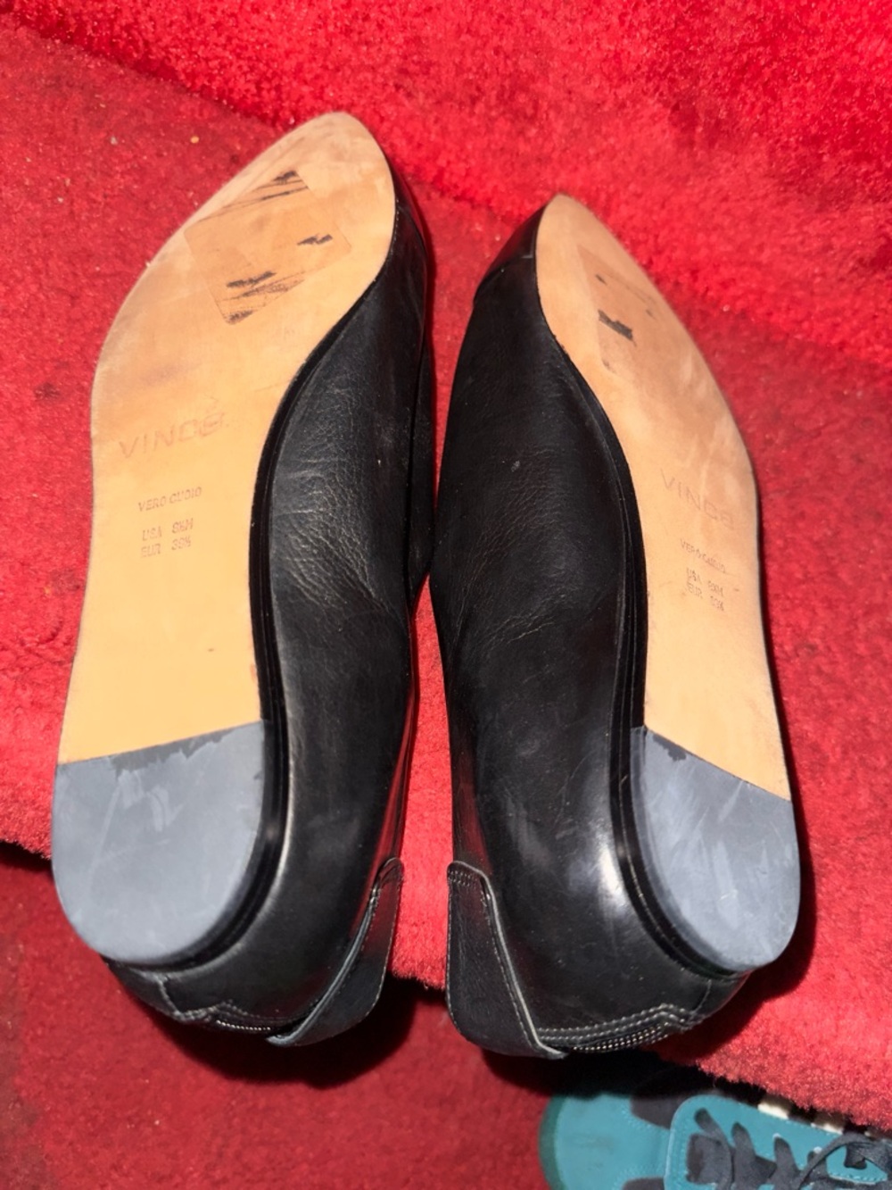 Black Pointed Leather Slip-On Shoes - Picture 4 of 5